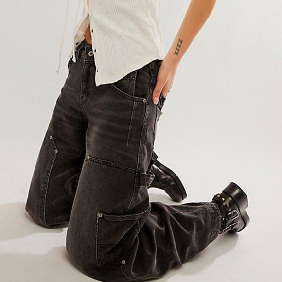 Free People Loren High Rise Carpenter Barrel Jeans Black - Picture 3 of 7